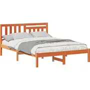 vidaXL Gultas rāmis Vasks Brūns 120 x 190 cm Masīv priedes koks Ramka Woskowy Lite drewno sosnowe