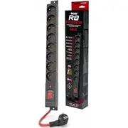 Acar jaudas sloksnes ierīce. piegādes aizsardzība acar R8 Power 16A. melns 10M W2453 Listwa zas.-zabezpiecz. czarny