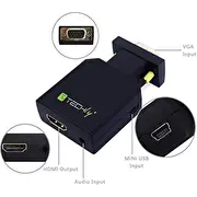 Adapteris Av Techly Hdmi  D-Sub Vga czarny ligzda 026517 Adapter Hdmi Jack 3.5Mm