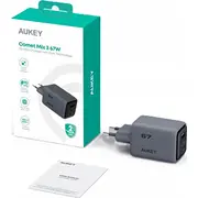 Aukey Pa-C3 sienas lādētājs 67W pelēks wall charger gray