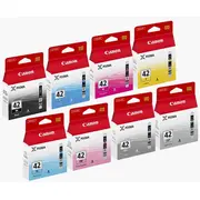 Canon Cli-42 Multi Pack tinte Ciāna. fuksīna. dzeltena. melna. gaiši pelēka. foto fotociāna Tusz cyan. magenta. yellow. black. light gray. photo cyan