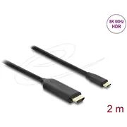 Delock Usb Type-C uz Hdmi kabelis Dp Alt režīms 8K 60 Hz ar Hdr funkciju 2 m melns Do kabel Mode funkcja czarny