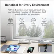 Digitus strāvas sloks Galda sloksne. 3 Schuko ligzdas. 2X Usb-A 12W. 1X Usb-C 30W ar galda skavu. 1.5 m kabelis. balts Listwa biurkowa. gniazda Schuko. zaciskiem na blat. kabel 1.5M.