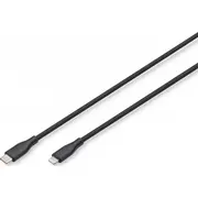 Digitus Usb Silikona uzlādes kabelis. Usb-C Lightning 1M. 2.0. 60W. melns Kabel Silicone charging cable. black