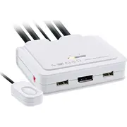 Inline Kvm slēdzis. 2 porti. Usb-C uz Displayport 1.2. 4K. ar audio. integrēts kabelis Switch. 2-Port. to with integrated cable