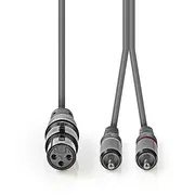 Kabelis Nedis Xlr F 2X Rca M 3M 5412810295814 Coth15220Gy30