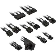 Kolink Core Pro pītā kabeļa paplašināšanas komplekts 1. tips strūklas melns/spoži balts Braided Cable Extension Kit 12V-2X6 Type Jet Black/Brilliant White