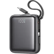 Mini Powerbank Joyroom 22.5W ar dubultu kabeli Melns Jr-Pbf27 kablem 10000Mah czarny