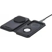 Mophie Uag 3In1 Travel Charger  bezvadu ceļojumu lādētājs trim ierīcēm. saderīgs ar Magsafe. iekļauts kabelis. kontaktdakšas un organizators Melns/Pelēks Charger bezprzewodowa do trzech 15W. kompatybilna kabel. wtyczki organizer zestawie black/gray