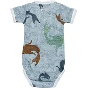 Pārdošana Lodger Romper impērijas zivju kokvilnas bodijs ar īsām piedurknēm putekļainas turqoise 68 cm rf 08168 Sale Empire Fish cotton bodysuit with short sleeves Dusty Rf