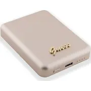 Powerbank Guess Induction 15W Gupbm5Algsgd 5000Mah zelta/zelta Magsafe Metāla Script logotips Indukcyjny Metal Logo