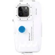 Puluz plastmasas ūdensnecaurlaidīgs korpuss iPhone 14 Plus/Pro Max/13 Pro Max/12 Max/11 Max Balts Plastikowe wodoodporne etui na