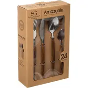 Secret de Gourmet galda piederumu komplekts Amazonie. 24 gab. ar koka rokturi Komplet elementy.