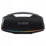 Sven Portatīvais skaļrunis Ps-990. melns. jauda 180W Rms. Tws. Bluetooth. Rgb fona apgaismojums. ūdensizturīgs Ipx7. Usb. litija akumulators. Akumulatora darbības laiks līdz 16 stundām Portable speaker czarny. power output backlight. Wodoodporny Lithium battery. Baterija life hours