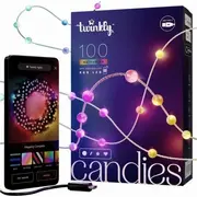 Twinkly Candies Ziemassvētku eglīšu lampiņas 100 pērļu formas gaismas Rgb diodes. zaļš kabelis. Usb-C Lampki choinkowe Leds. zielony