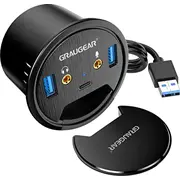 Usb centrmezgls Graugear 3.0 Tisch ar audio un mikrofonu Hub mit Audio- und Mikrofonanschluss