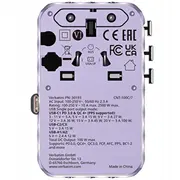 Verbatim Travel Adapter Eu/Uk/Asv Gan Pd 100W Purple 30193 Eu/Uk/Us 2Xusb-C/2Xusb-A/1Xusb-C purple