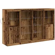 vidaXL bufete ar Led gaismām Old Wood 163X37X100 cm Engineered Wood. Bufete 41X37X100 Bufet lampkami Stare drewno Drewno
