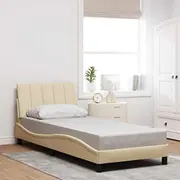 vidaXL Gultas rāmis bez matrača Hanko Cream 80X200 cm Lumarko audums Rama materaca Kremowa Tkanina