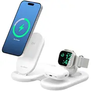 Alogic Packaway 3-In-1 Qi2 bezvadu uzlādes statīvs balts Wireless Charging Stand White