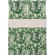 Beliani Greenwood baltas un zaļas kokvilnas gultas veļas komplekts 155X220 cm Komplet
