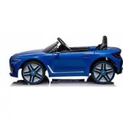 Bmw i4 ar akumulatoru darbināms auto bērniem Blue Slow Start Eva Eco-Āda Audio Led tālvadības pults Autko na akumulator dla dzieci Niebieski Wolny Pilot