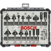 Bosch Komplekts Frēzes Rokturis 6 mm B2607017471 Zestaw 15Szt. Uchwyt 6Mm
