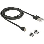 Delock Usb kabelis Usb-A  microUSB Usb-C melns 85723 Kabel Usb-A Czarny