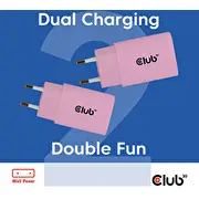 dzīvesveida ladegerät Usb-C 2. rozā mazumtirdzniecība Club3D Lifestyle 30Watt. 2Stk pink retail