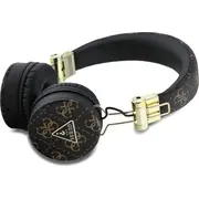 Guess Bluetooth Enc Gubh70E4Ptmk uzliekamās austiņas melnas/melnas 4G trīsstūra apaļa forma On-Ear headphones black/black Triangle Round Shape