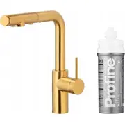 Kfa Duero Pure Basic Izvelkamais virtuves jaucējkrāns Virtuves Iekārtas Ar Ūdens Filtrācijas Funkciju Un Izvelkamām Krānu Profine Silver S. Matēta Zelta Filtra Komplekts Bateria kuchenna Pull-Out Kuchenna Filtracji Wody Zestaw Brushed Gold