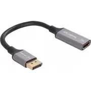 Lanberg adaptera kabelis Displayport M - Hdmi F 8K uz 20 cm kabeli. sudraba krāsā Kabel adapter na kablu 20Cm srebrny