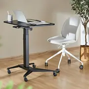 Maclean mobilais rakstāmgalds klēpjdatora galds. melns. pneimatiska augstuma regulēšana. 80X52Cm. max 109Cm augsts. Mc-453B Mobilne biurko stolik na laptop Maclean. czarne. pneumatyczna regulacja 8Kg max. wys.