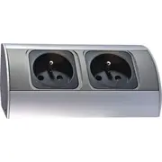 Orno dubultā mēbeļu ligzda z u 16A Ip20 alumīnija plastmasas Or-Ae-1303 Gniazdo meblowe z/u aluminium/ tworzywo