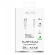 Puro 12W Usb -A spirāles kabelis zibens 1M balts Kabel spiralny Usb-A Lightning
