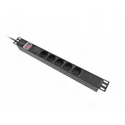 Rack Pdu spēka sloksne 19 Lanberg 1U 16A Schuko 2M Black C14 Listwa 5X Czarna