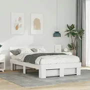Gultas rāmis Ar galvgali Balts 135 x 190 cm Priedes masīvkoks Lumarko Ramka Lite drewno sosnowe