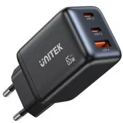 Unitek lādētājs Network Charger Gan 2X Usb-C Usb-A. Pd 3.0. 65W. Black Sieciowa Usb-A .Pd Czarna