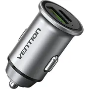 Vention lādētājs Divu portu automašīnas Ffbh0 Usb AC 18/20 pelēks Dwuportowa samochodowa AC18/20 szara