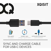 Xqisit Usb-A Usb-C Usb kabelis 1 m melns Kabel Czarny