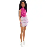 Barbie Doll Mattel Fashionistas 215 ar rozā T-Kreklu zvaigznēm Hrh13 Lalka gwiazdki