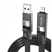 Blitzwolf Bw-Hdc7 Usb kabelis Usb-A. Usb-C Usb-C. Lightning 240W 1.2M Melns Kabel 4W1 czarny
