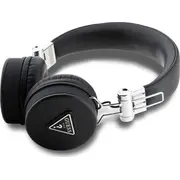 Guess Bluetooth Enc Gubh70Pgtspsk uzliekamās austiņas melnas/melnas Graained Classic Round Shape On-Ear headphones black/black Grained