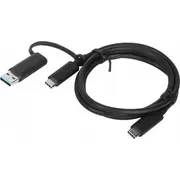 Lenovo Usb-C Usb kabelis. 1 m melns vads ar Tp sargspraudni Kabel Czarny Cable W/ Dongle