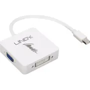 Lindy Displayport Mini Av adapteris  Hdmi  Vga  Dvi-I balts 41035 Adapter Hdmi Vga