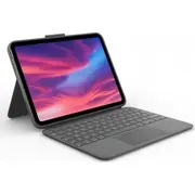 Logitech Combo Touch Tastatur und Foliohulle ar Trackpad hintergrundbeleuchtet Apple Smart savienotājs Qwerty Spānijas Oxford Grey kažokādas 10.2 collu iPad Wi-Fi. 10.5 Pro 10.9 Air Mit connector Spanisch Gray fur 10.2-Inch 10.5-Inchipad 10.9-Inch Wi-Fi