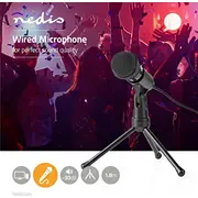 Nedis mikrofons Mictj100Bk Melns Mikrofons piezīmjdatoram Mikrofon mikrofon Czarny do notebooka