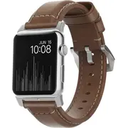Nomad Strap Tradicional Leather Brown 42Mm 44Mm Connector Sudrabs Traditional Silver