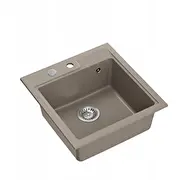 Pēteris 110 graniteq granīta izlietnes mīkstā lente z/o 50X52X20 ar sifonu un spraudni Peter Graniteq zlewozmywak granitowy soft taupe 1-Komorowy syfonem