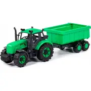 Polesie 91284 Inerciālais Progres traktors ar zaļu piekabi kastē Traktor inercyjny zielony